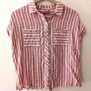Lucky Brand Tie Back Linen Blend Blouse size Medium